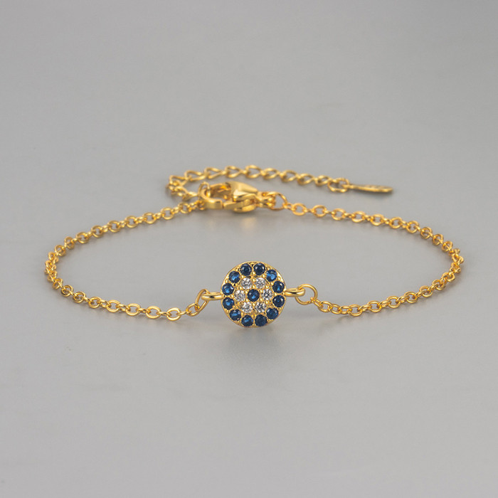 Light Luxury Fully Stone-Set Evil Eye Bracelet for Women, Fashionable and Versatile, High-end Feel, Foreign Trade Earrin...