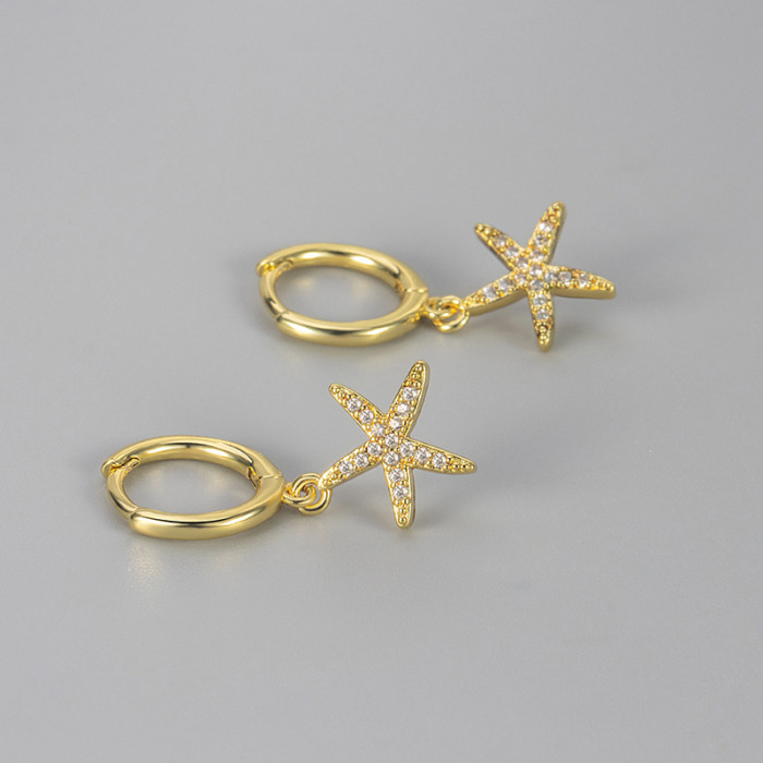 Fully Stone-Set Starfish Earrings, Versatile Everyday Niche Design Earrings, Light Luxury Unisex Jewelry