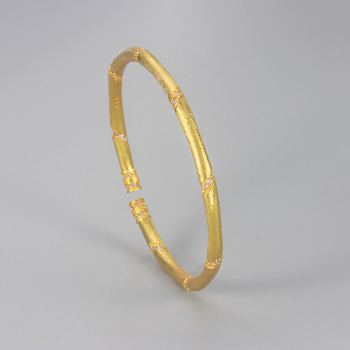 Retro Brushed Bamboo and Rattan Bracelet with a Perfectly Round Design, Featuring Traditional Chinese Style and a Nic...