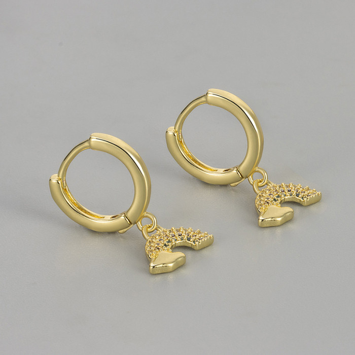 Minimalist Rainbow Zirconia Earrings for Women, Fashionable Versatile Hoop Earrings with Unique Design, Wholesale