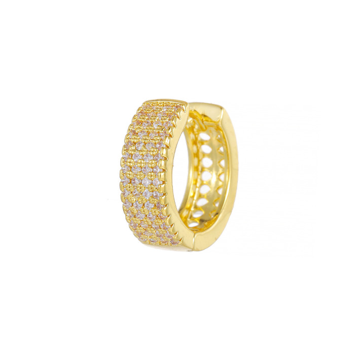 Minimalist New Popular Micro-inlaid Four-row Zirconia Ear Cuffs for Men and Women, Brass Plated with Real Gold Earrin...