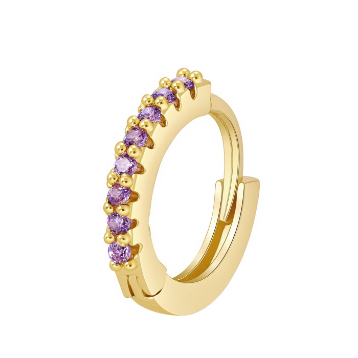 New Hot-selling Product: Round-shaped Colorful Zircon Earrings, Fashionable and Simple Ear Accessories, 18K Plated Co...