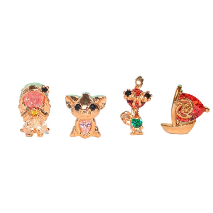 Fashion Creative Design Princess Earrings with Micro-inlaid Zirconia, Animal Ear Accessories, Simple and Elegant Four...