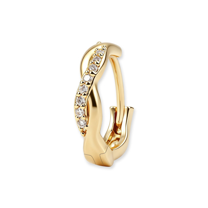 New Style Simple and Exquisite Women's Earrings, Elegant Geometric Hoop Design, Gold Plated with Zirconia, Wholesale