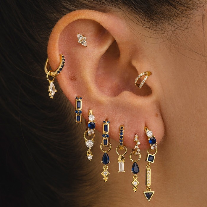 Style Multi-piece Layered Earring Set with Simple Water Drop Pendants, Offering a Light Luxury and Sophisticated Feel...