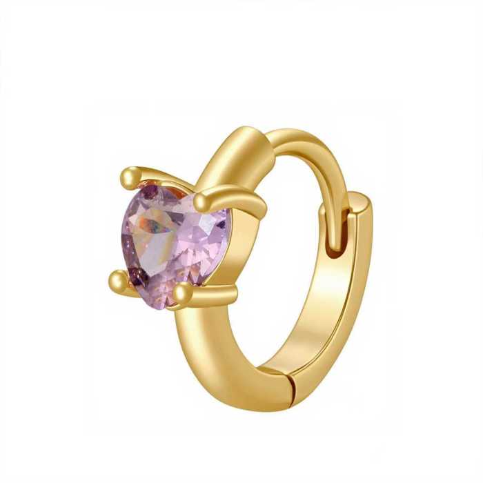 Direct Sales Niche Vintage Earrings with Zircon Inlay, Colorful Heart-shaped Earrings, Versatile Hoop Earrings for Wo...