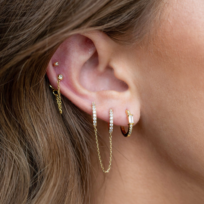 Fashion Layered Round Micro-inlaid Zircon Earrings, Amazon Best-selling Model, Tassel Ear Cuffs, Wholesale Jewelry