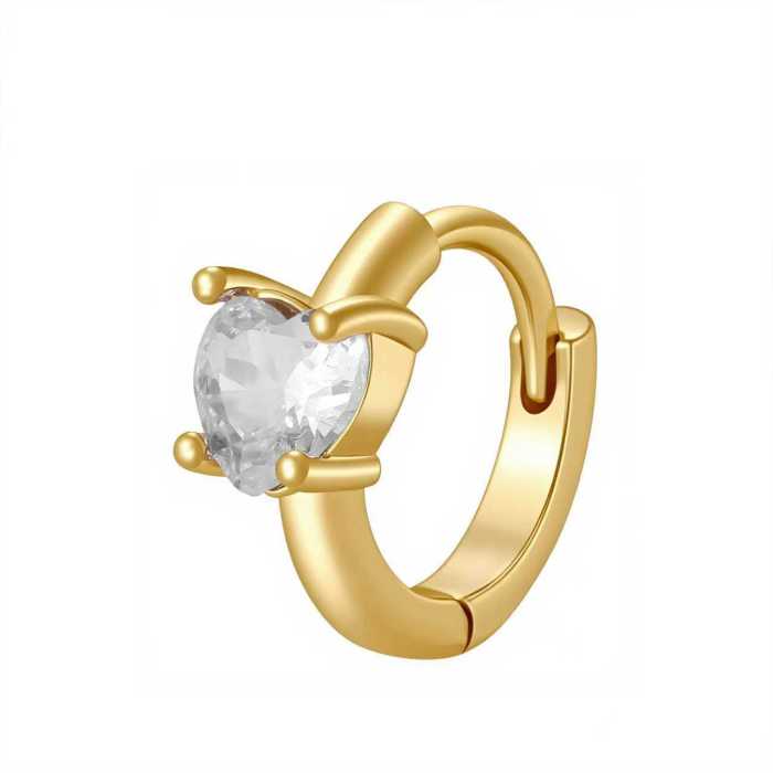 Direct Sales Niche Vintage Earrings with Zircon Inlay, Colorful Heart-shaped Earrings, Versatile Hoop Earrings for Wo...