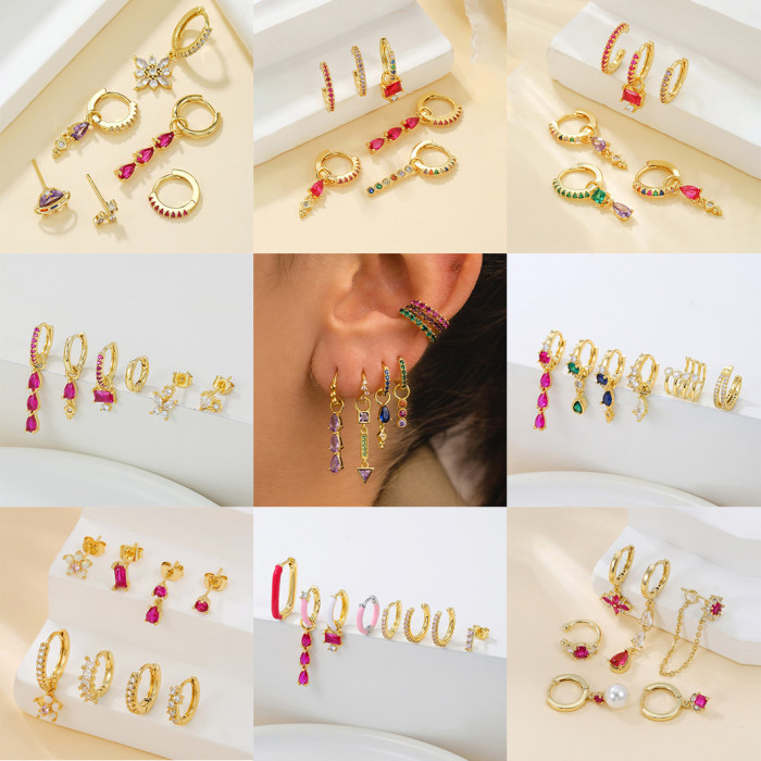 Hot-selling Colorful Zircon Earrings for Hot Girls, Exclusively for Foreign Trade, with Tassel Pendants, Light Luxury...