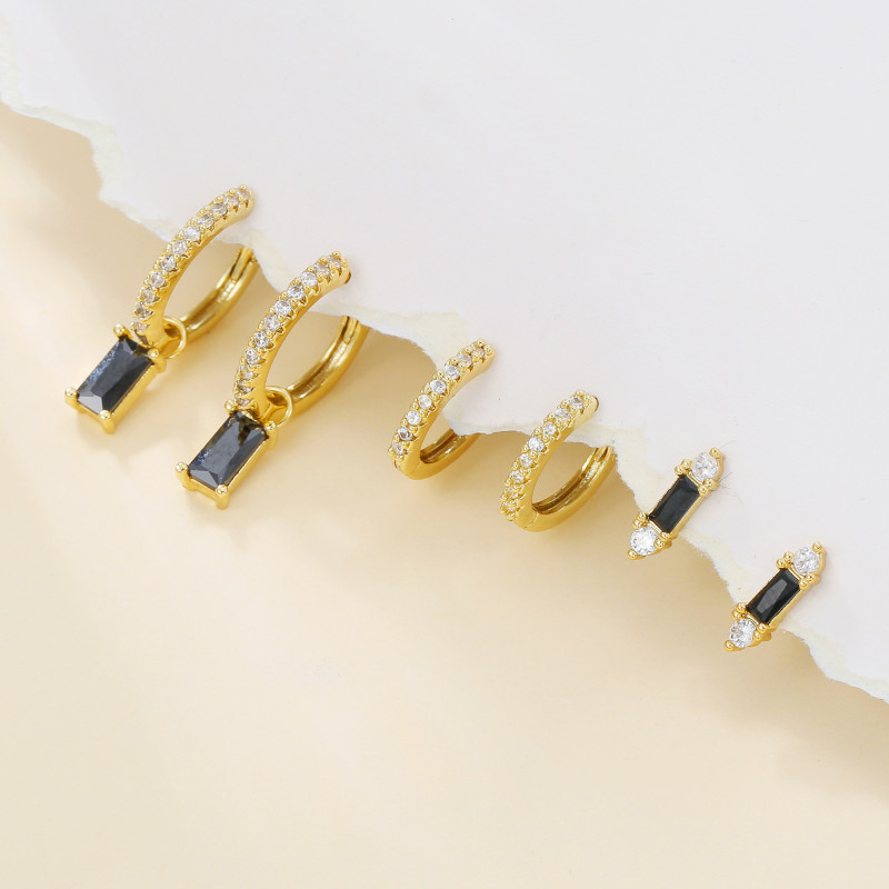 Black Fashion Unique Niche Earrings with a Designer Touch, Oil-drip Earrings Set, Exquisite Ear Piercing Studs, Jewel...