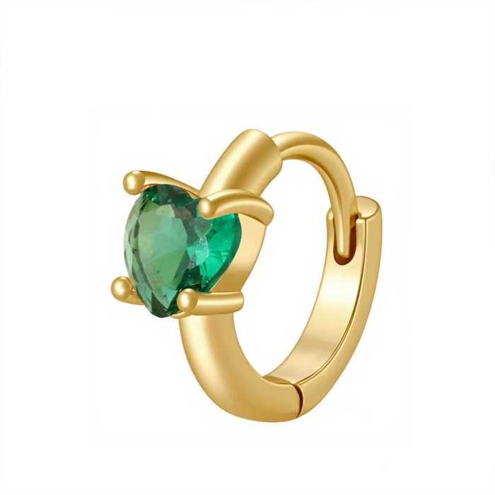 Direct Sales Niche Vintage Earrings with Zircon Inlay, Colorful Heart-shaped Earrings, Versatile Hoop Earrings for Wo...