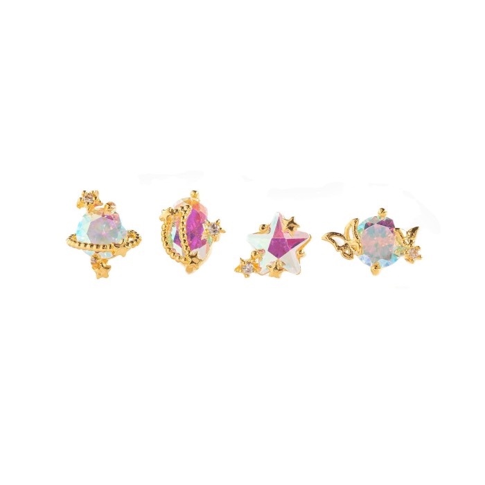 Korean-style Starry Sky Element Earring Set, Pentagram and Saturn Ring Earrings, Elegant and Beautiful Jewelry for Wo...