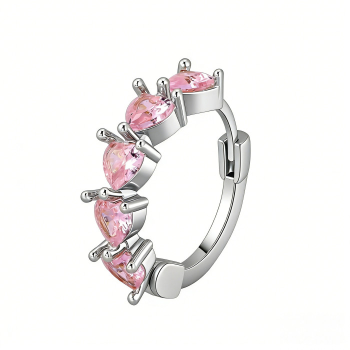 Popular Ins-style Stone-Encrusted Heart-shaped Earrings for Women, Light Luxury Versatile High-end Colorful Hoop Ea...