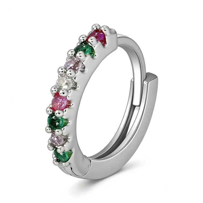 New Hot-selling Product: Round-shaped Colorful Zircon Earrings, Fashionable and Simple Ear Accessories, 18K Plated Co...