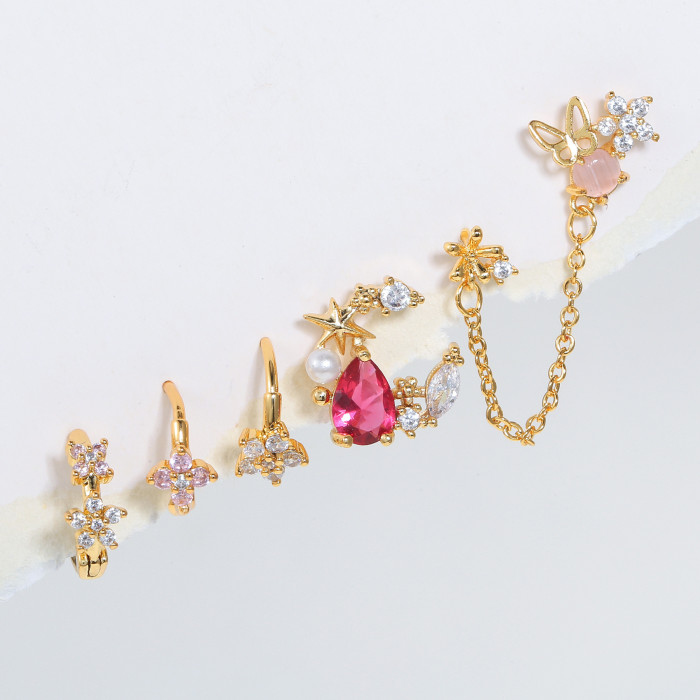 S925 Silver Needle Simple and Compact Korean-style Earrings, Ear Piercing Care Set, Floral Stud Earrings for Women, E...