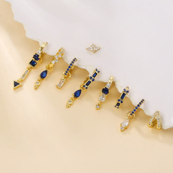 Style Multi-piece Layered Earring Set with Simple Water Drop Pendants, Offering a Light Luxury and Sophisticated Feel...