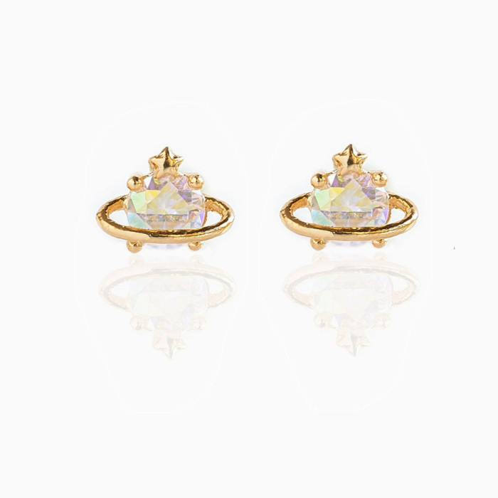 Inlaid Super Shiny Zircon Earrings for Women, Creative French Retro Gold Stud Earrings Set of 4 Pieces, Jewelry Sets