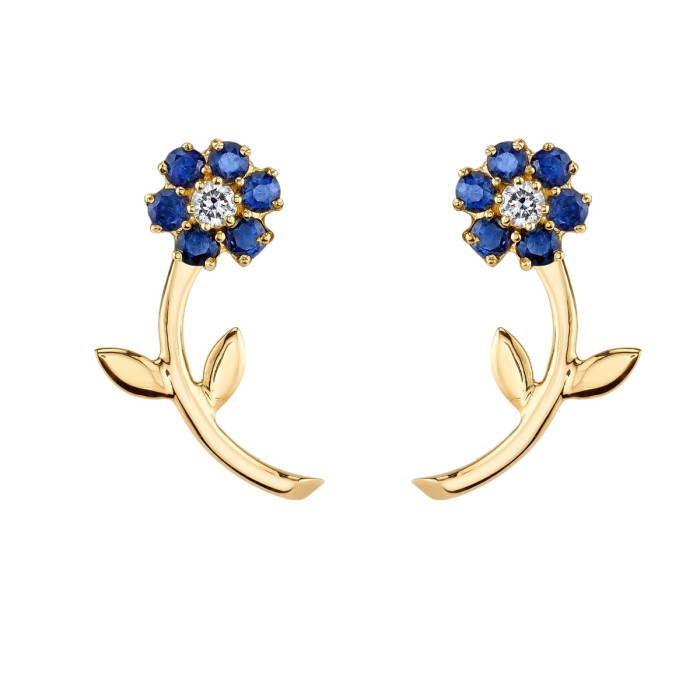 Internet Celebrity Ins-style Piercing Jewelry S925 Silver Needle Earrings French Retro Floral Zirconia-studded Earrin...