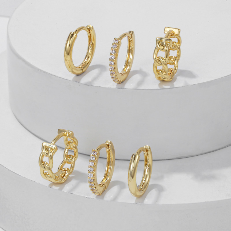 Hoop Earrings with a High-end, Light-luxury Feel, Simple and Unique, Suitable for Layering, Made of Copper Plated wit...