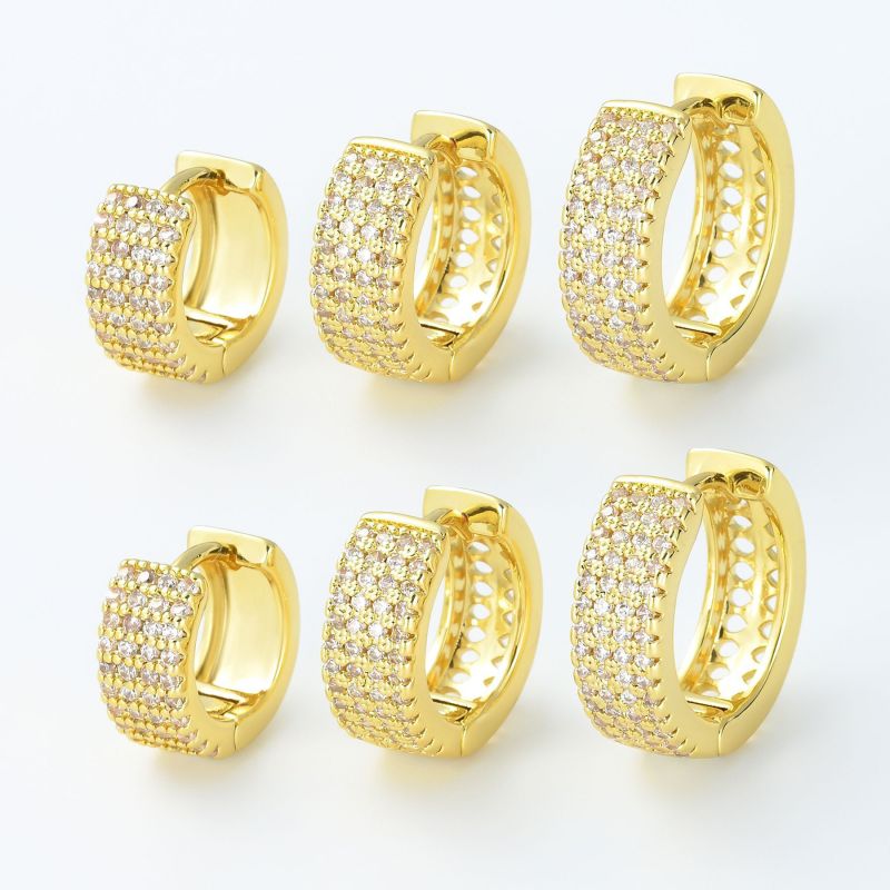 Minimalist New Popular Micro-inlaid Four-row Zirconia Ear Cuffs for Men and Women, Brass Plated with Real Gold Earrin...