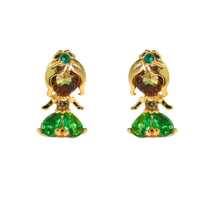 Bestseller: Fairy Tale Princess Children's Earrings with Micro-inlaid Zirconia, Geometric Animal Earring Set, Wholesa...