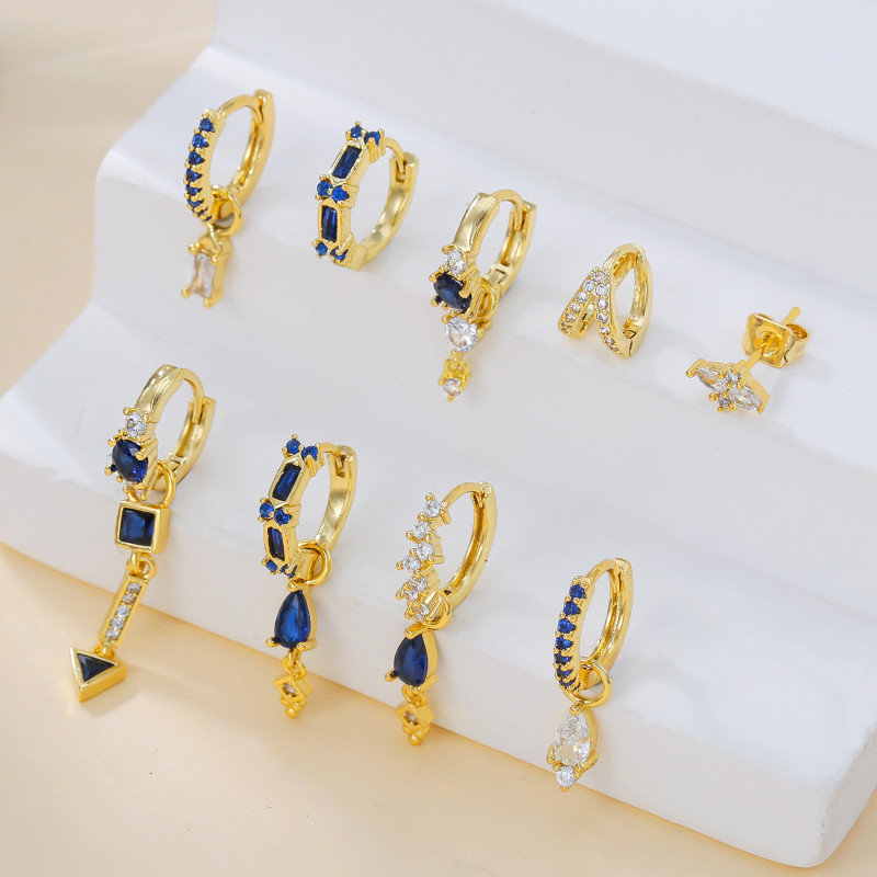 Style Multi-piece Layered Earring Set with Simple Water Drop Pendants, Offering a Light Luxury and Sophisticated Feel...