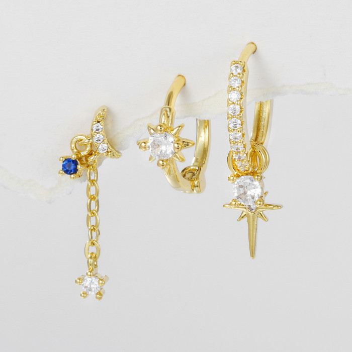 Fashion Personalized Tassel Chain Earrings, Light Luxury Niche Micro-inlaid Zirconia Stud Earring Set for Women, Jewe...