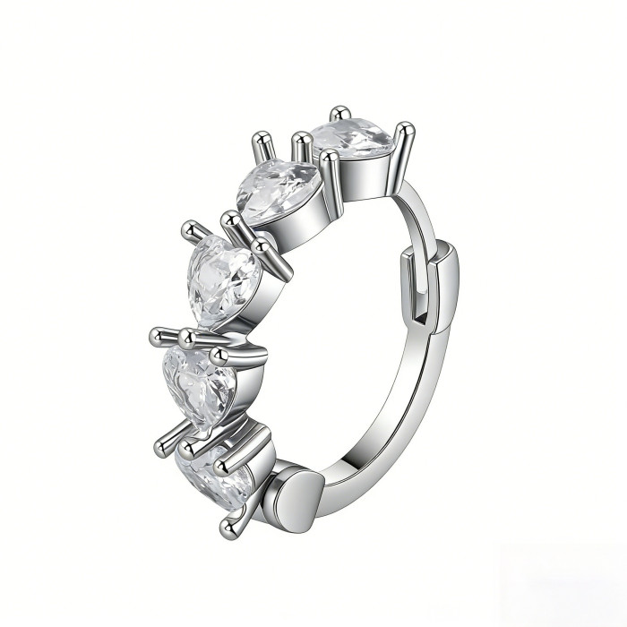 Popular Ins-style Stone-Encrusted Heart-shaped Earrings for Women, Light Luxury Versatile High-end Colorful Hoop Ea...