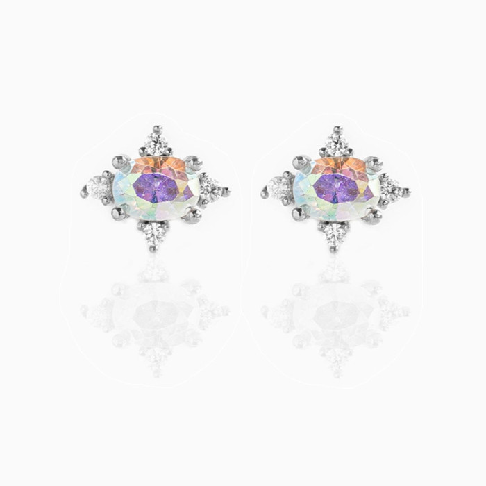 Inlaid Super Shiny Zircon Earrings for Women, Creative French Retro Gold Stud Earrings Set of 4 Pieces, Jewelry Sets