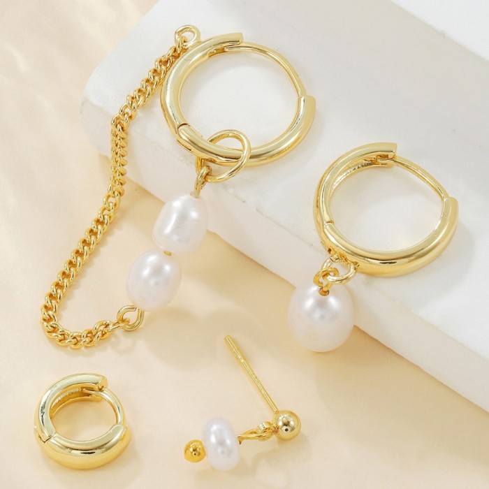 Bestseller 925 Silver Needle Earrings for Women, Pearl Chain Earrings, Simple Niche Design, High-end Jewelry Set, 925...