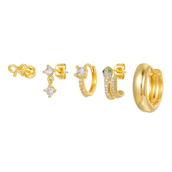 Light Luxury Minimalist Style Micro-inlaid Snake Earrings for Women, Unique Niche Design, Elegant Snake-shaped Versat...