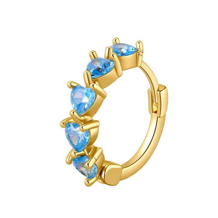 Popular Ins-style Stone-Encrusted Heart-shaped Earrings for Women, Light Luxury Versatile High-end Colorful Hoop Ea...