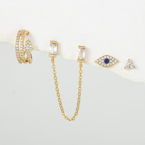 Evil Eye Earring Set, Fashionable and Simple Women's Tassel Earrings, Geometric Ear Cuffs, and Ear Accessories, Jewel...