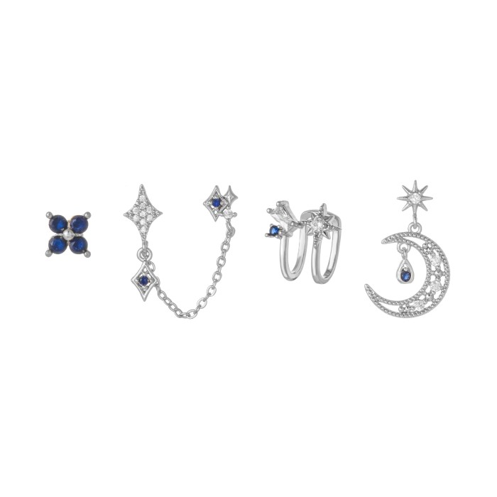Amazon Fashion Star and Moon Earring Set, Trendy Zircon Earrings, Autumn and Winter Style Women's Ear Accessories, Je...