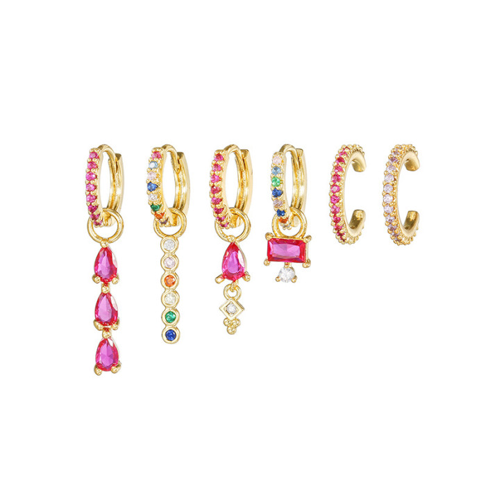 Hot-selling Colorful Zircon Earrings for Hot Girls, Exclusively for Foreign Trade, with Tassel Pendants, Light Luxury...