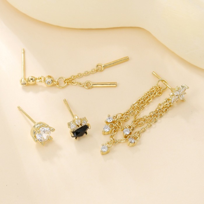 Light Luxury Tassel Pendant Earrings with 925 Silver Pins, Trendy Versatile Stud Earrings for Women, Fashionable Swee...
