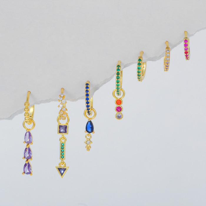 Hot-selling Colorful Zircon Earrings for Hot Girls, Exclusively for Foreign Trade, with Tassel Pendants, Light Luxury...