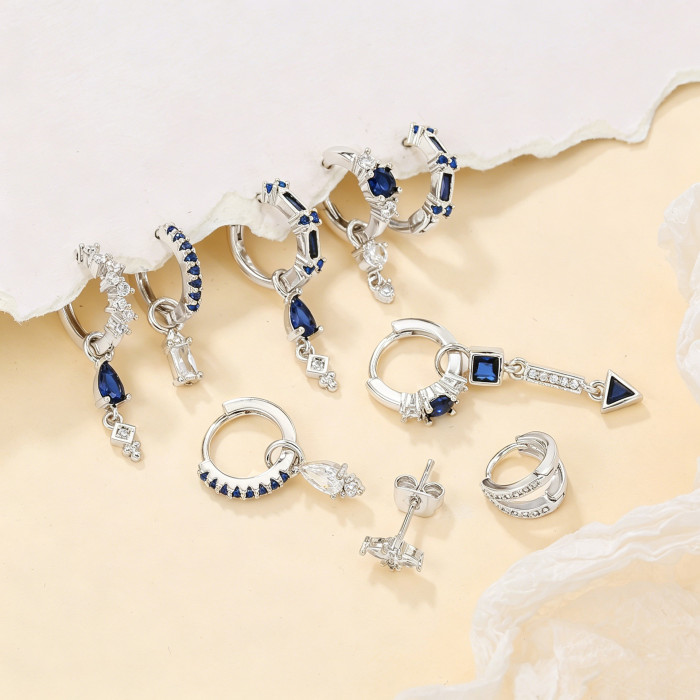 Style Multi-piece Layered Earring Set with Simple Water Drop Pendants, Offering a Light Luxury and Sophisticated Feel...