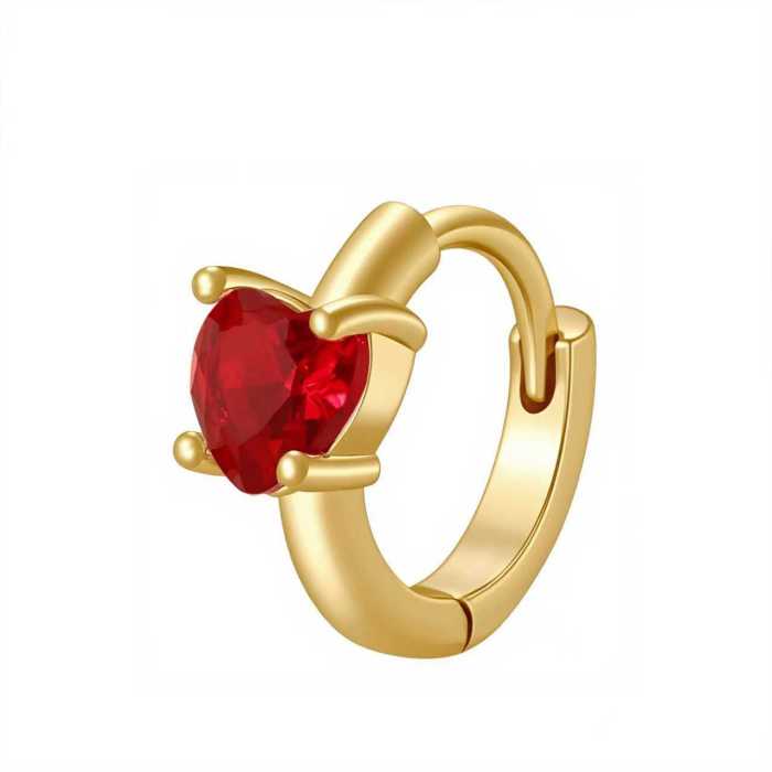 Direct Sales Niche Vintage Earrings with Zircon Inlay, Colorful Heart-shaped Earrings, Versatile Hoop Earrings for Wo...