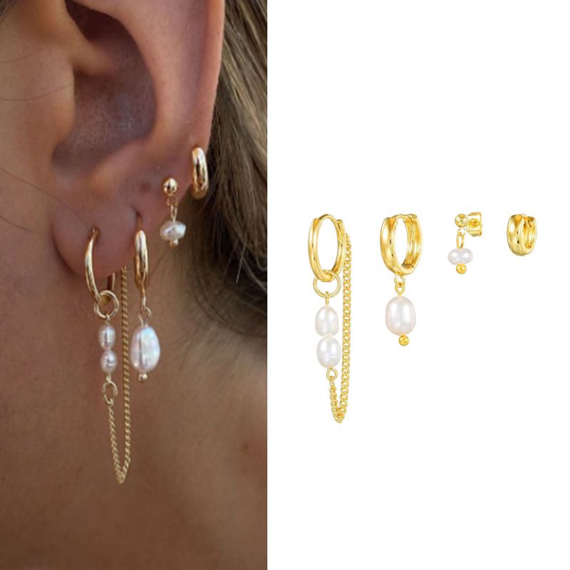 Bestseller 925 Silver Needle Earrings for Women, Pearl Chain Earrings, Simple Niche Design, High-end Jewelry Set, 925...