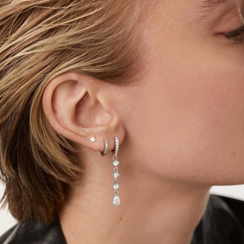 Bestseller: Simple and Stylish Zircon-inlaid Copper-plated Real Gold and Silver Needle Stud Earrings and Pendant Earr...