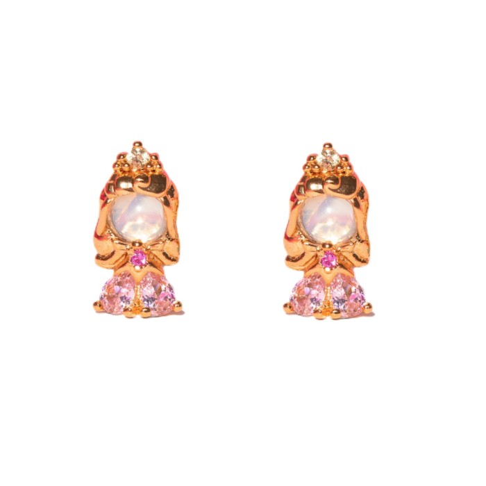Best-selling in Europe and America, Creative Design 925 Silver Needle Earring Set, Micro-inlaid Colorful Zircon Fairy...