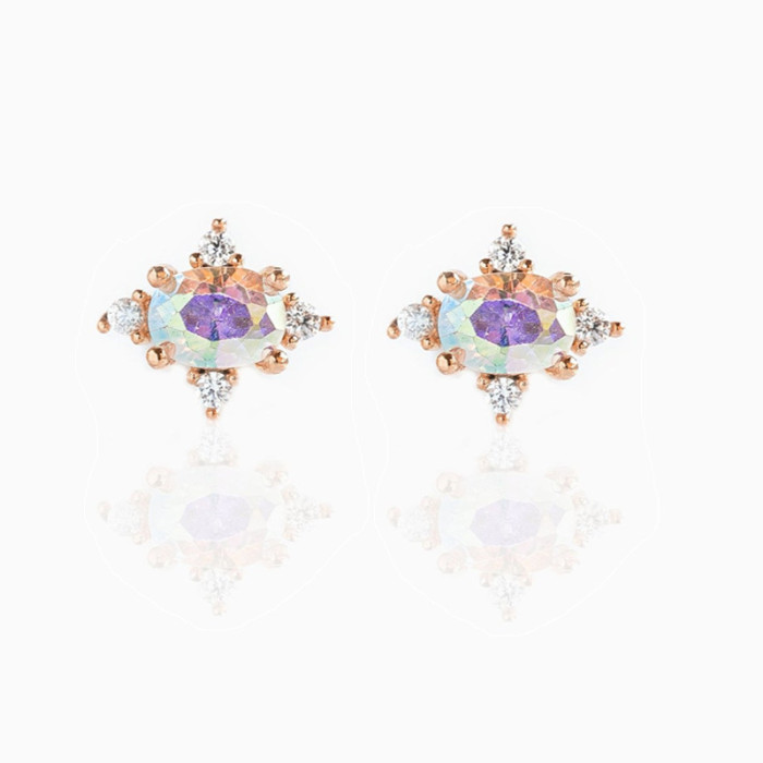 Inlaid Super Shiny Zircon Earrings for Women, Creative French Retro Gold Stud Earrings Set of 4 Pieces, Jewelry Sets