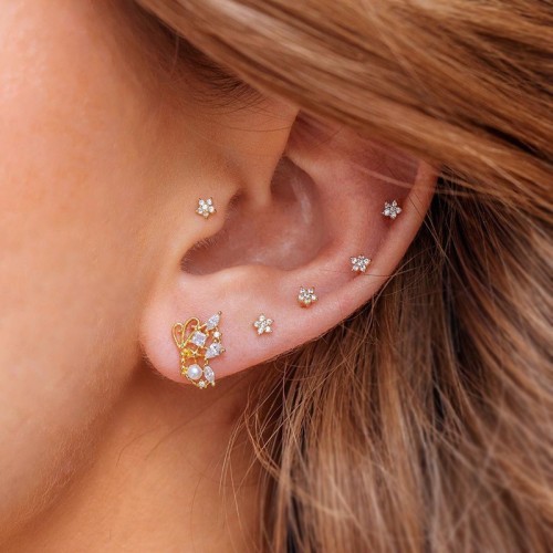 Simple and Exquisite Butterfly Flower Earring Set for Women, Fashionable and Unique Micro-inlaid Zircon Earrings, Who...