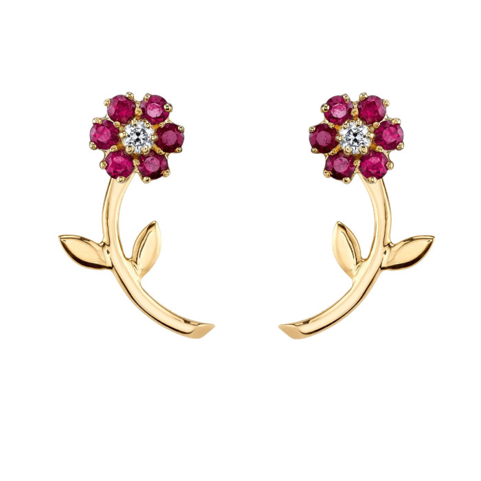 Internet Celebrity Ins-style Piercing Jewelry S925 Silver Needle Earrings French Retro Floral Zirconia-studded Earrin...