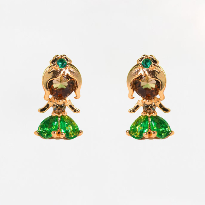 Bestseller: Fairy Tale Princess Children's Earrings with Micro-inlaid Zirconia, Geometric Animal Earring Set, Wholesa...