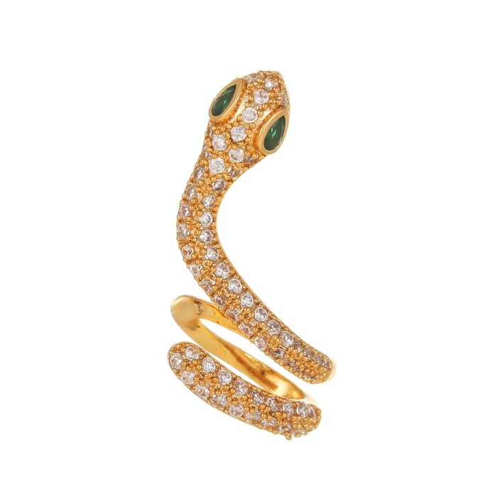 Green Snake Earrings, Fashionable Niche Design Earrings, 18K Gold Plated Copper Jewelry Wholesale