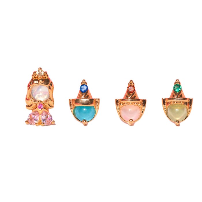 Best-selling in Europe and America, Creative Design 925 Silver Needle Earring Set, Micro-inlaid Colorful Zircon Fairy...