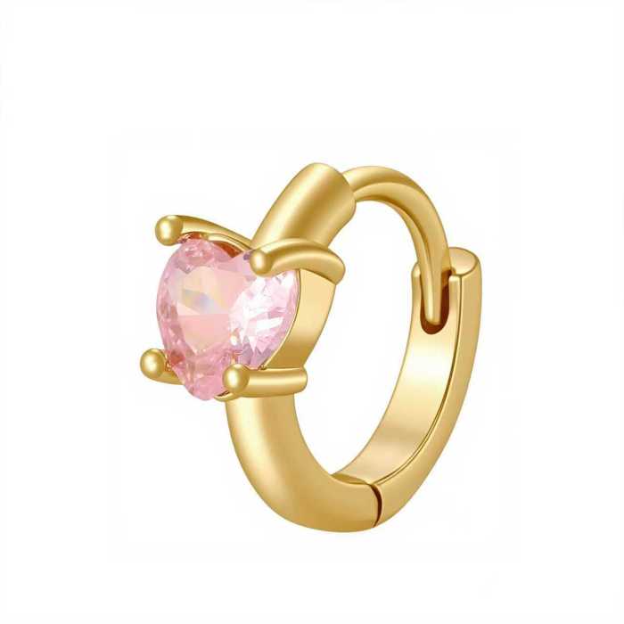 Direct Sales Niche Vintage Earrings with Zircon Inlay, Colorful Heart-shaped Earrings, Versatile Hoop Earrings for Wo...