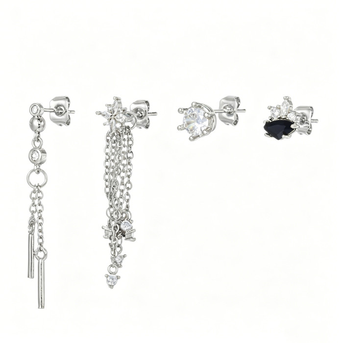 Light Luxury Tassel Pendant Earrings with 925 Silver Pins, Trendy Versatile Stud Earrings for Women, Fashionable Swee...